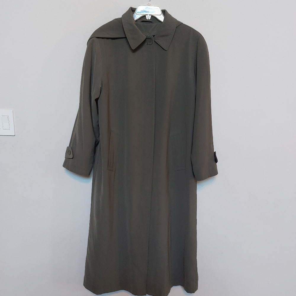 Anne Kline Olive Green Trench Coat Size 8 - Picture 15 of 16